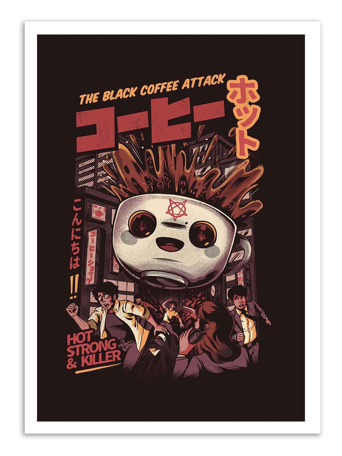 Vintage-style poster with coffee-themed design and text