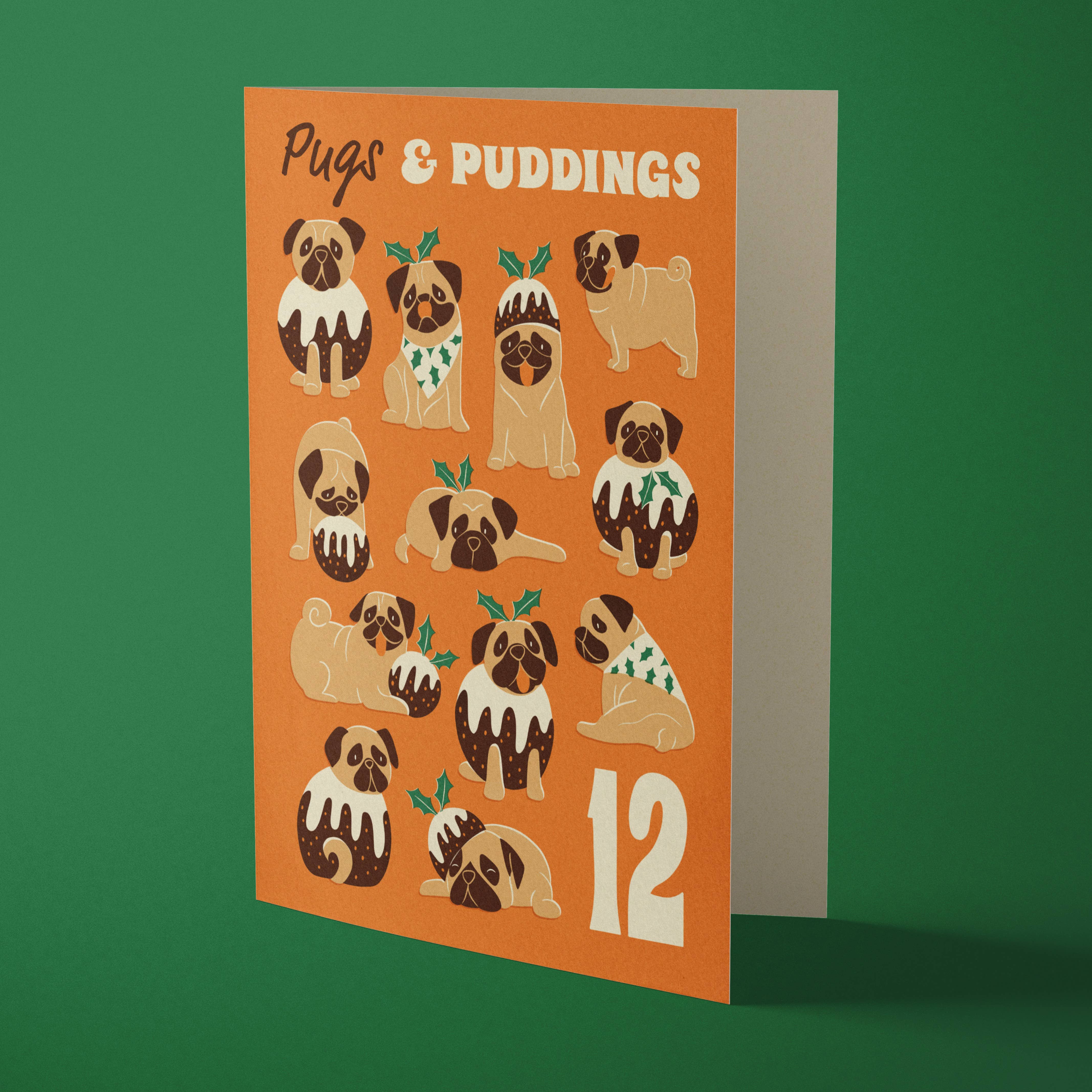 Pug | Fun & Retro Dog Recycled Christmas Card