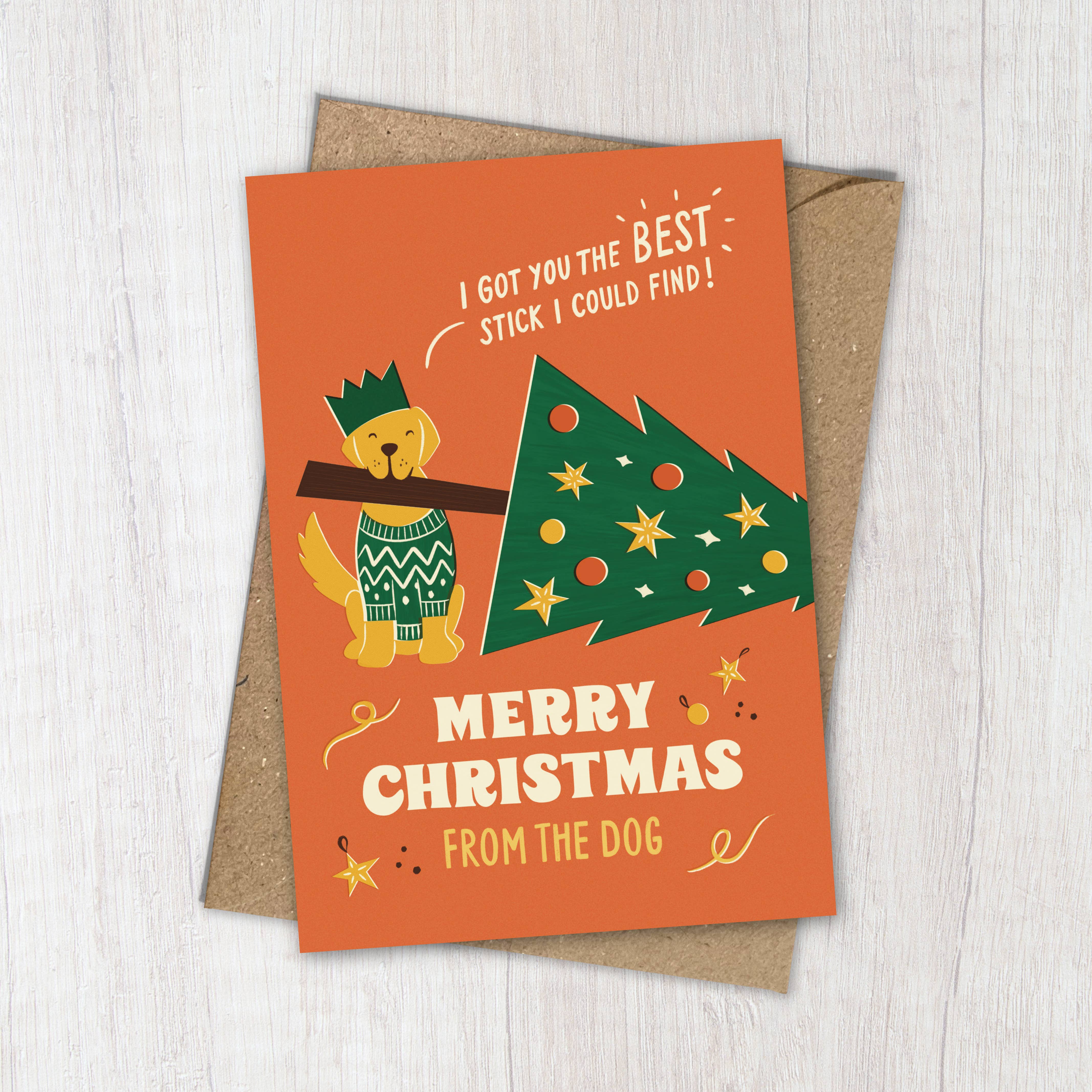 From the Dog | Funny, Retro Recycled Christmas Card