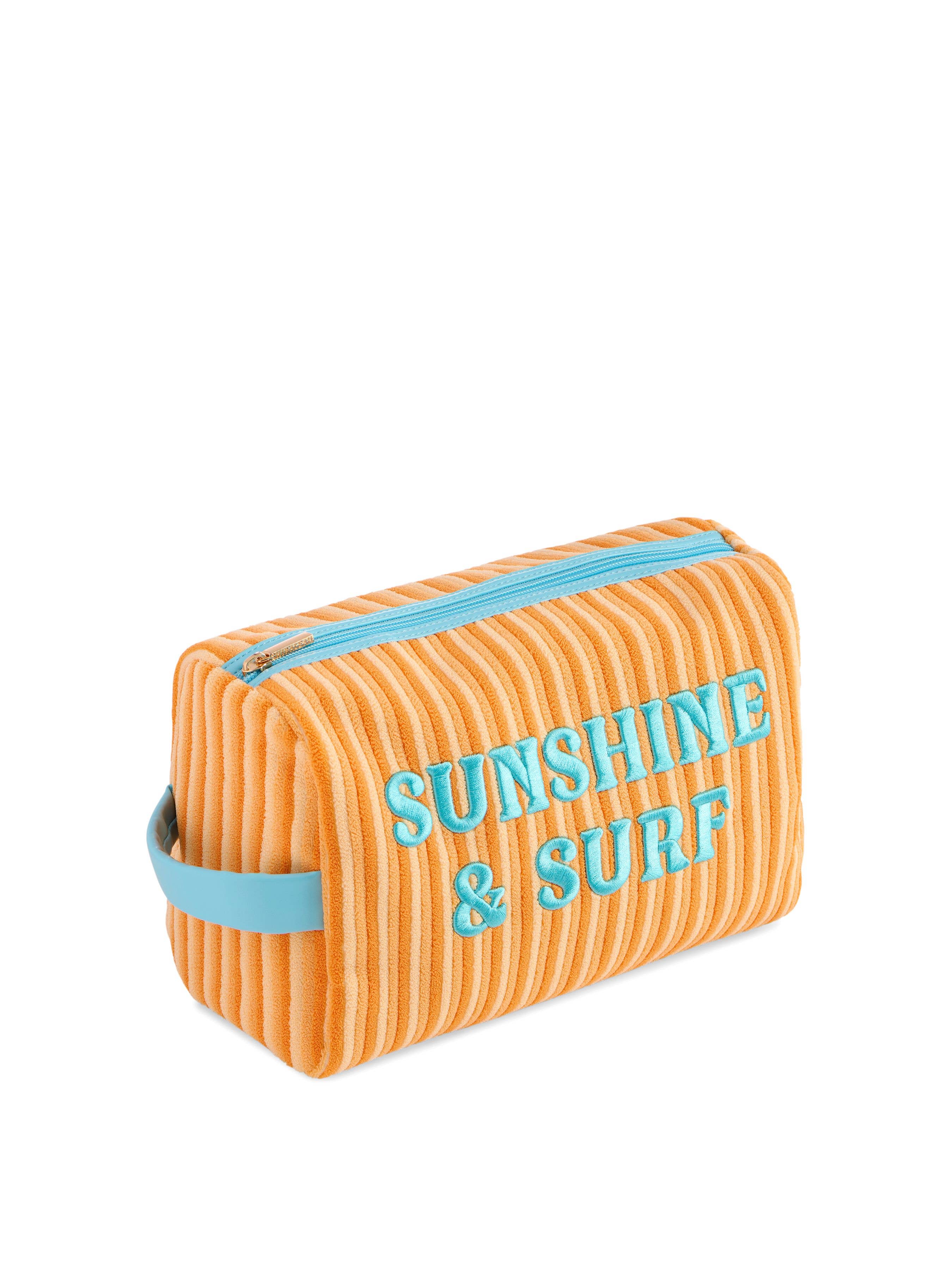 "SUNSHINE & SURF" LARGE ZIP POUCH,ORANGE