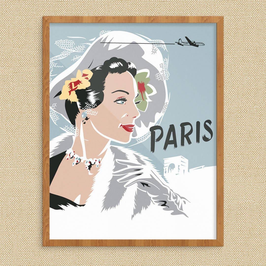 11'' x 14'' Elegant Women in Paris Travel Print