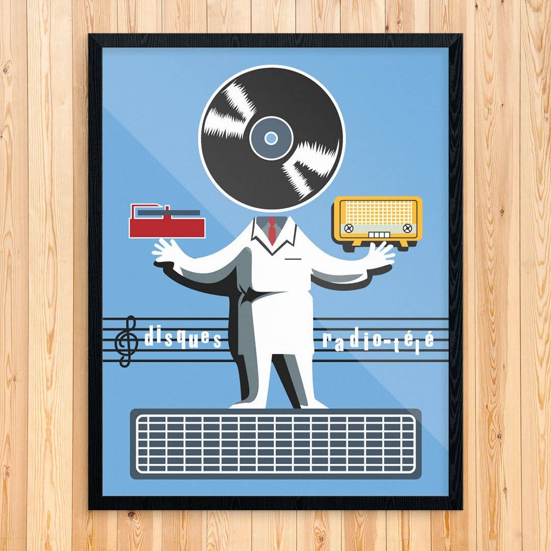 11'' x 14'' Disques  LP & Radio Man Print