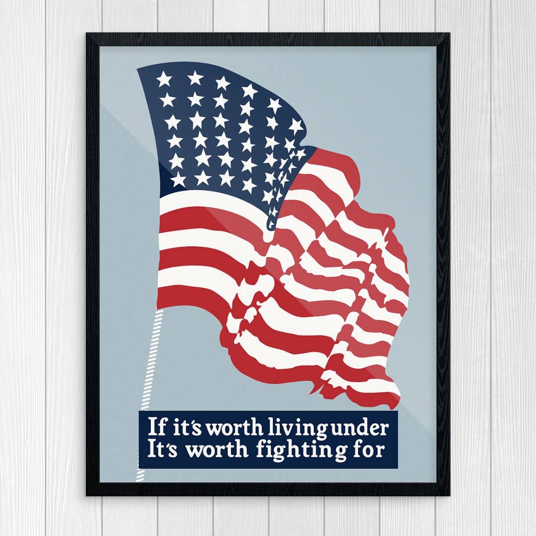 11'' x 14'' USA Flag It's Worth Fighting For Print