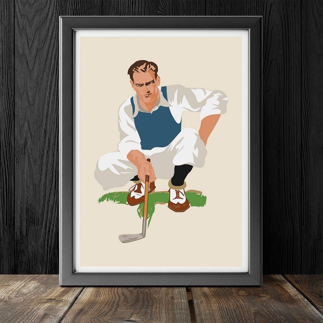11'' x 14'' Golfer Lining Up A Putt Print