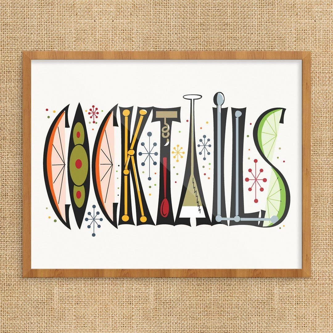 11'' x 14'' Cocktails Retro Print