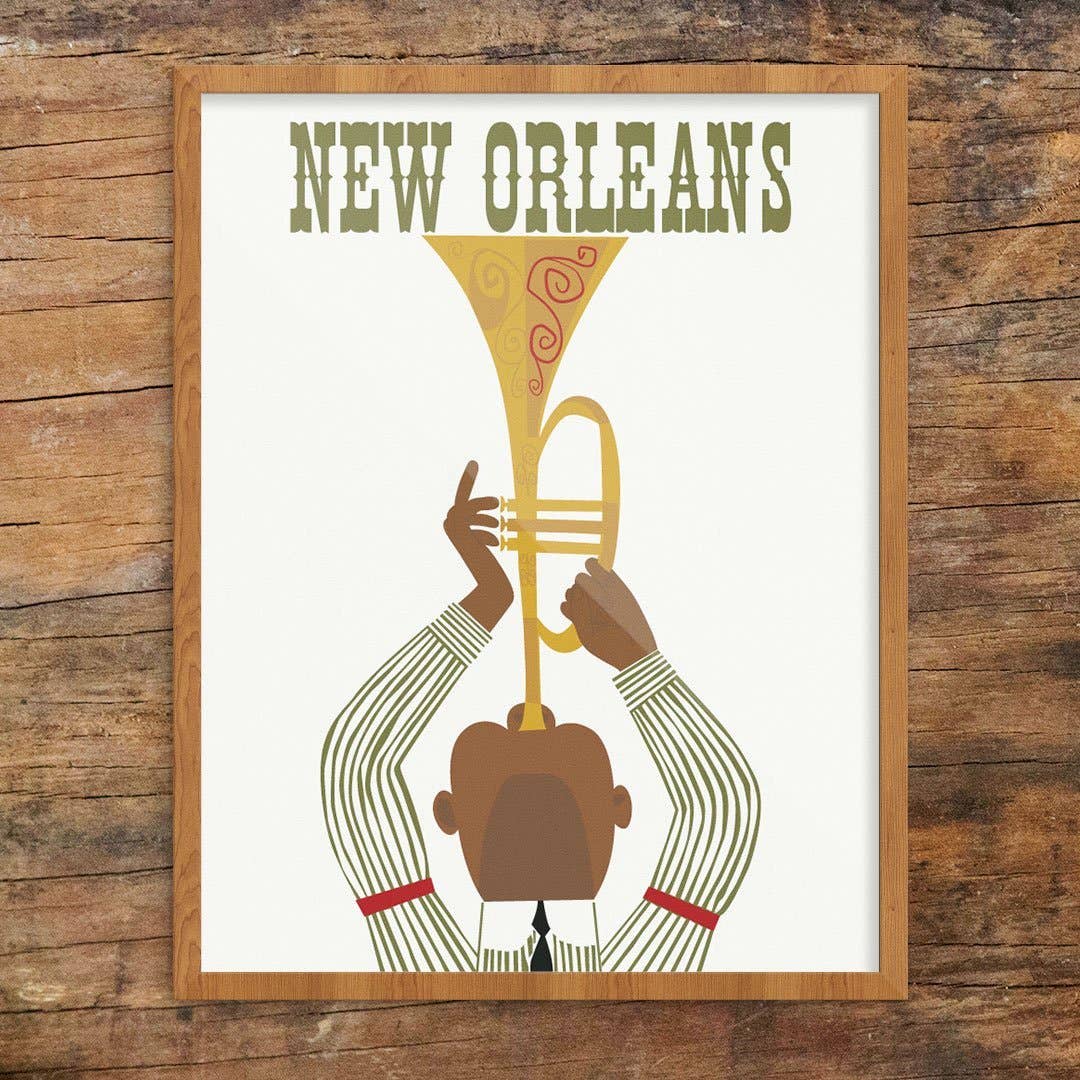 11'' x 14'' New Orleans Jazz Player Travel Print