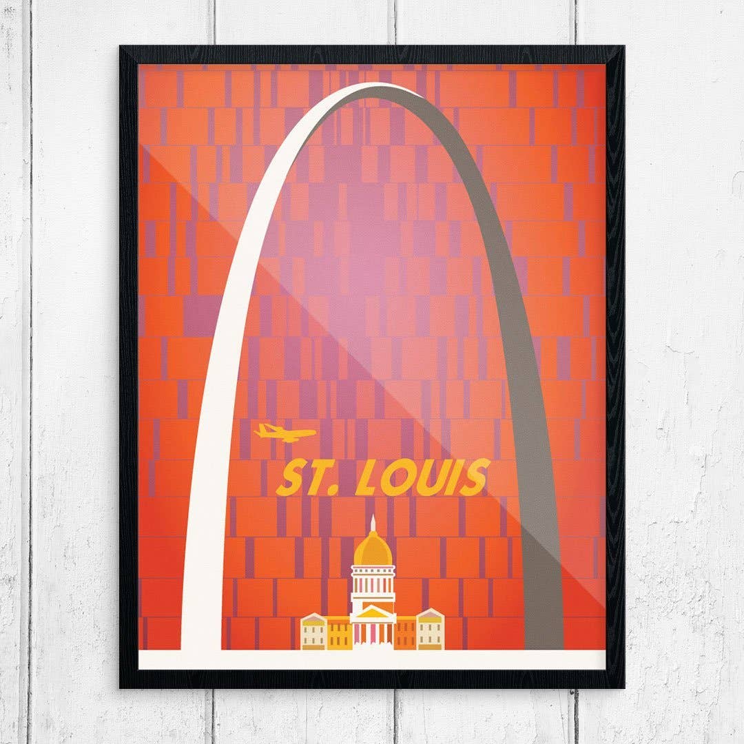 11'' x 14'' St. Louis Gateway Arch Vintage Travel Print