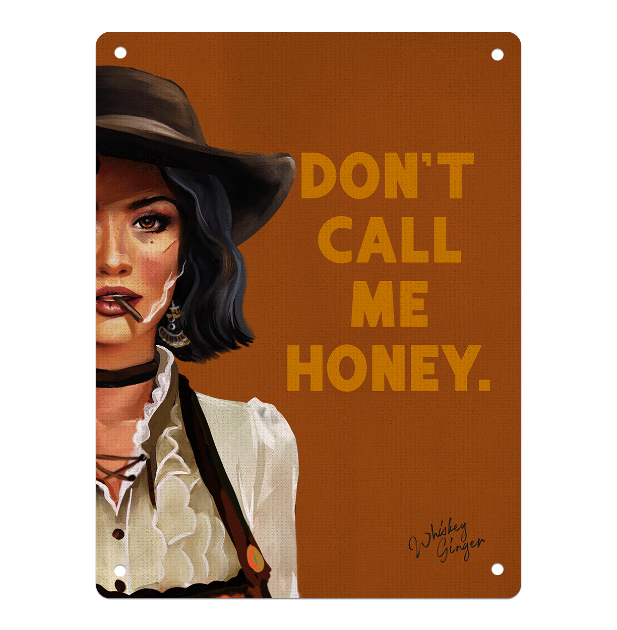 Vintage Western Cowgirl Wall Sign. Badass Retro Pinup Art
