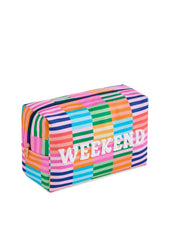 "WEEKEND" OVERSIZED ZIP POUCH,MULTI