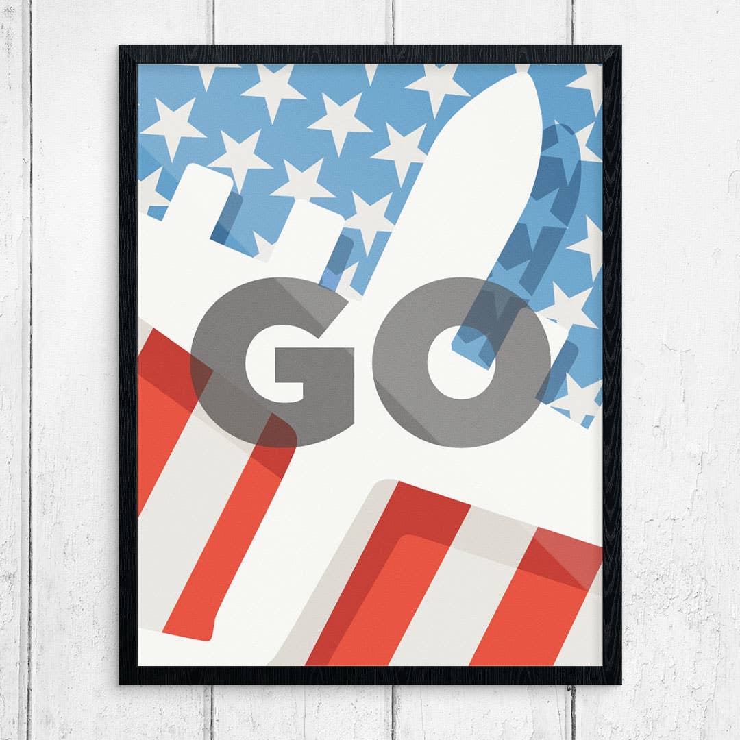 11" x 14 GO Airplane & American Flag Print