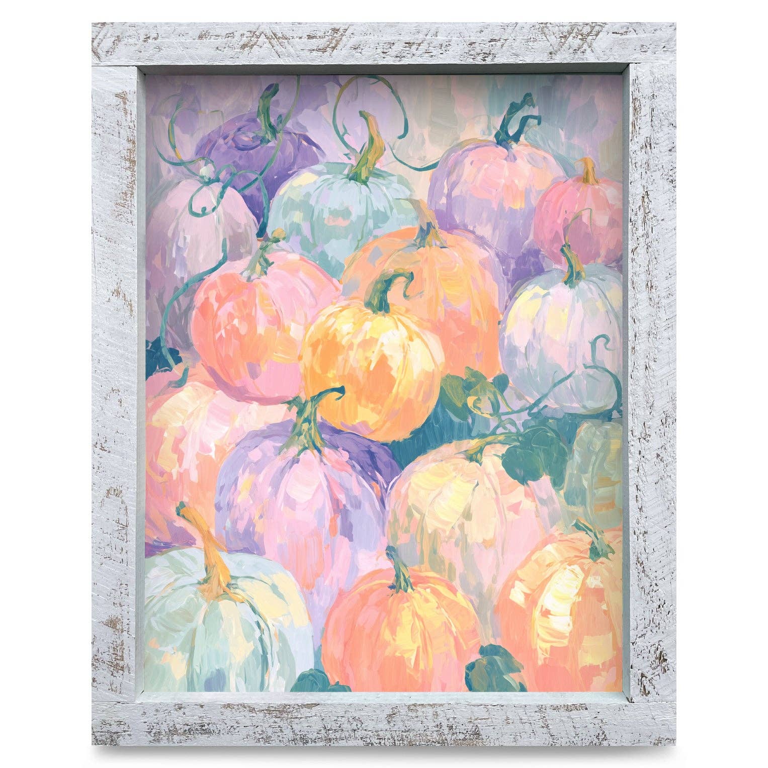 Pastel Pumpkins | Real Wood Framed Wall Art Print