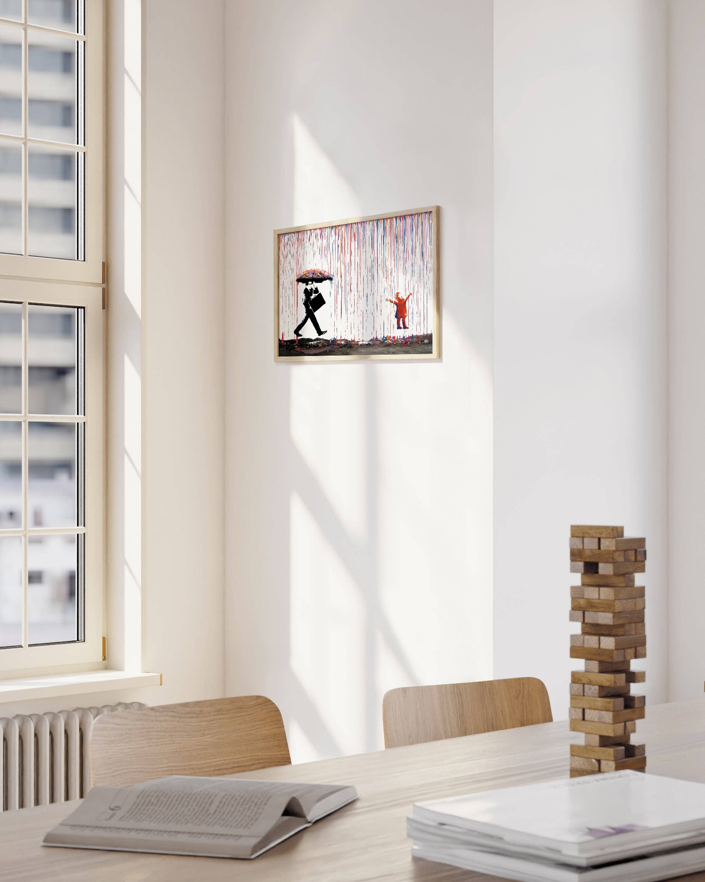 Banksy Colorful Rain Wall Art