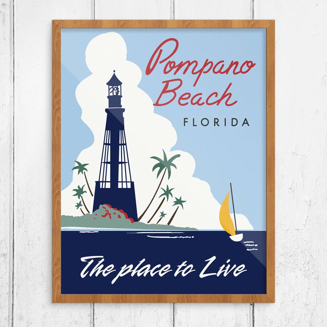11" x 14" Pompano Beach Florida Hillsboro Lighthouse Print