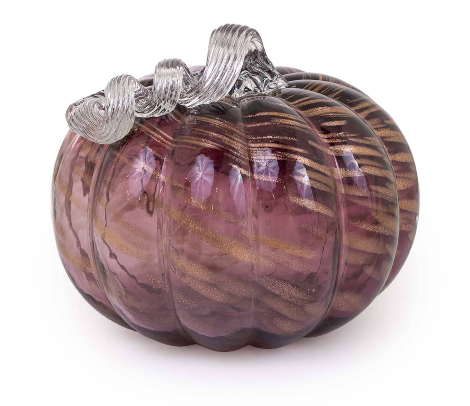 8.5" MELLOW MAUVE GLASS AUTUMN PUMPKIN HOME ACCENT