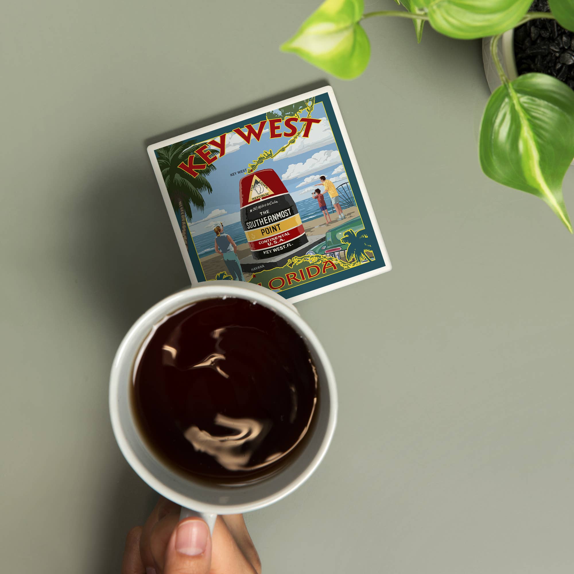 CERAMIC COASTER Key West, Florida, Southernmost Point