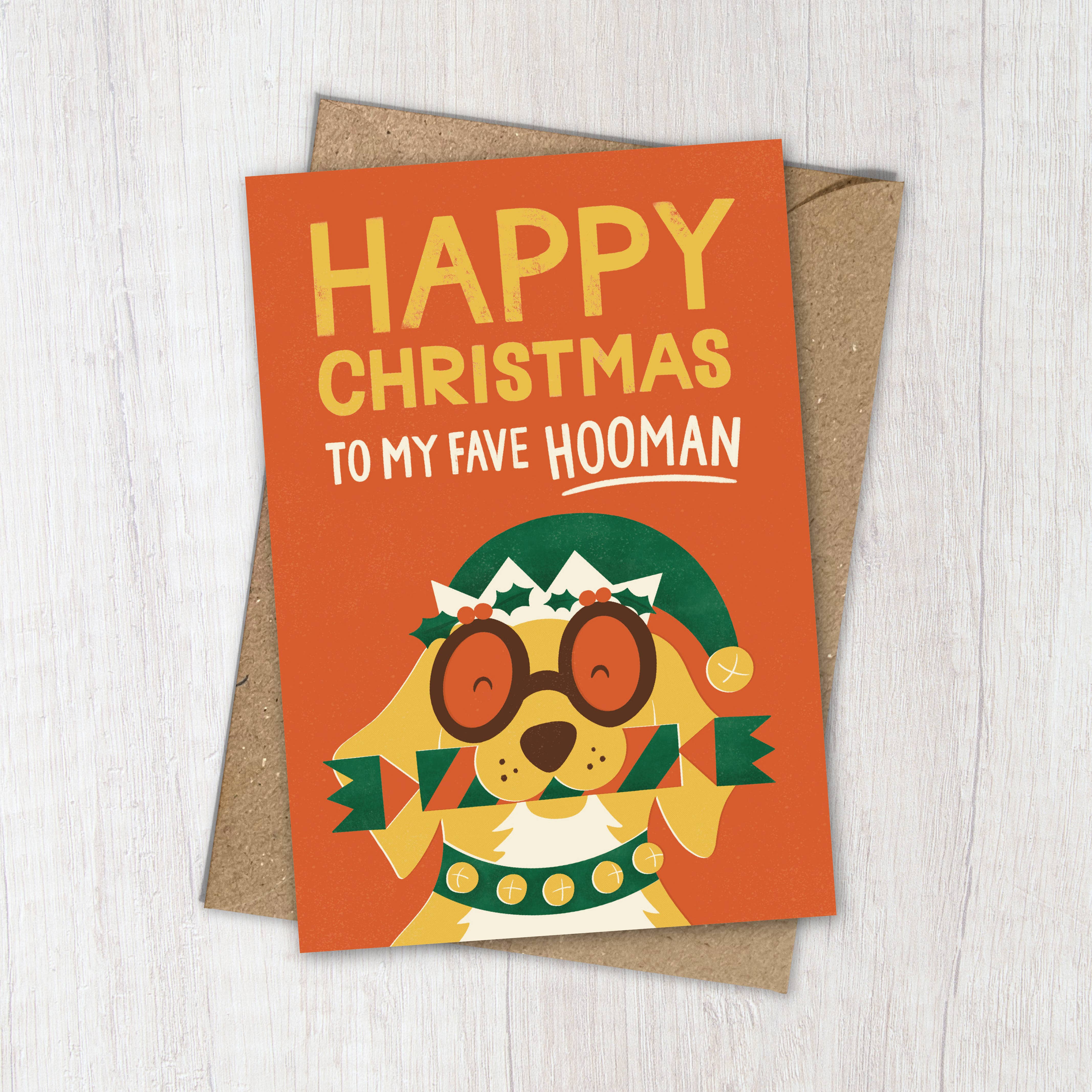 To My Fave Hooman | Fun & Retro Dog Christmas Card