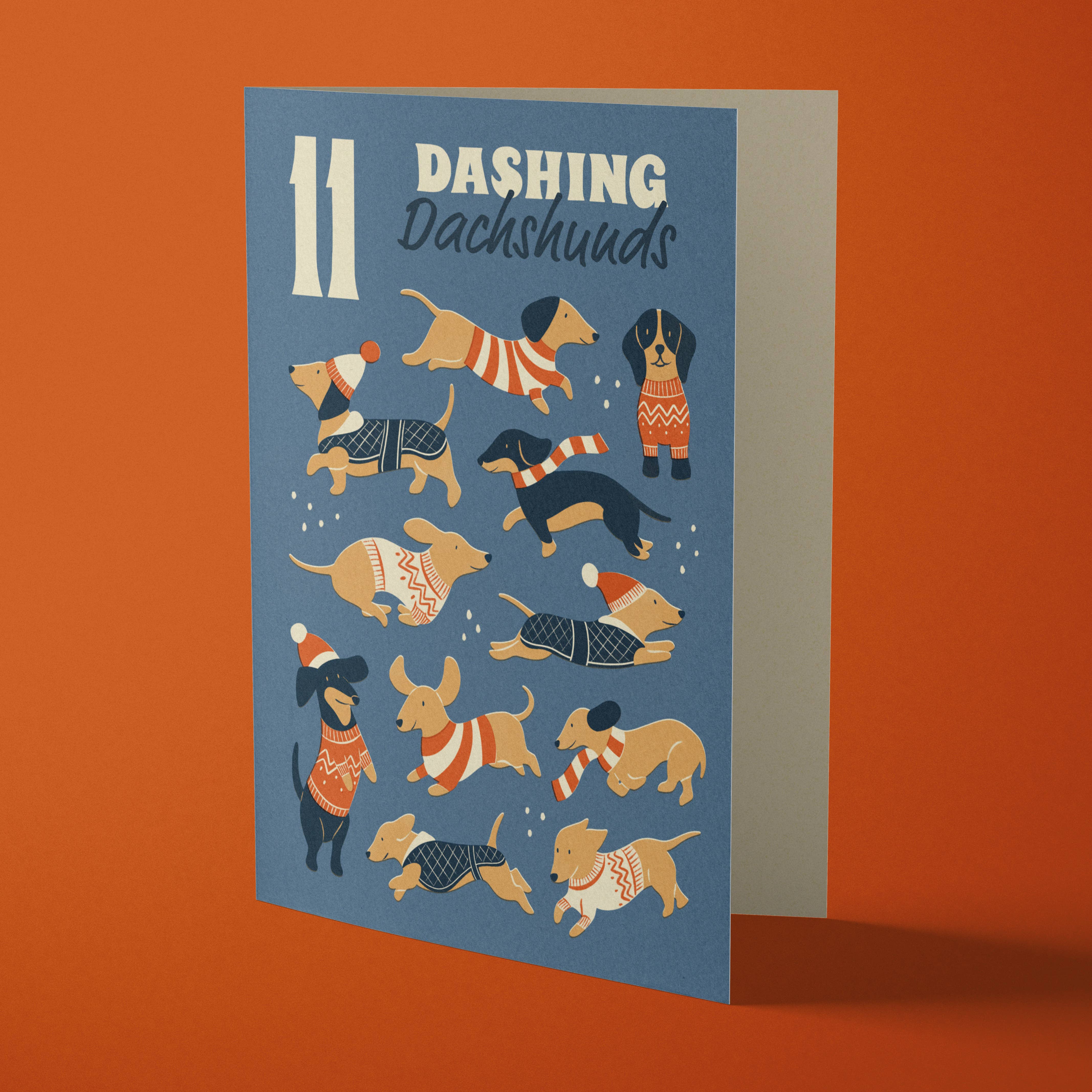 Dachshund | Fun & Retro Sausage Dog Recycled Christmas Card