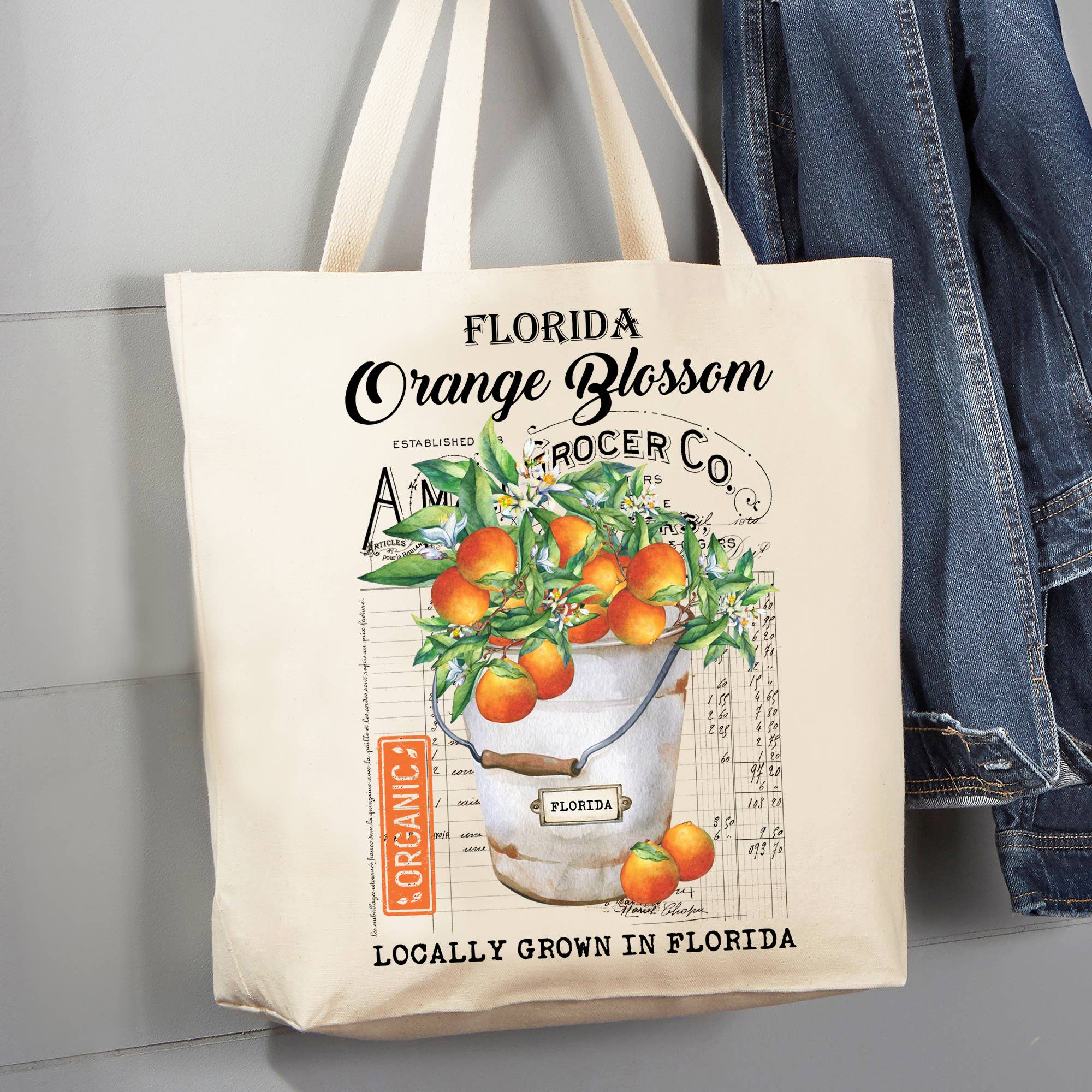 Florida State Flower Orange Blossom Souvenir Canvas Tote Bag