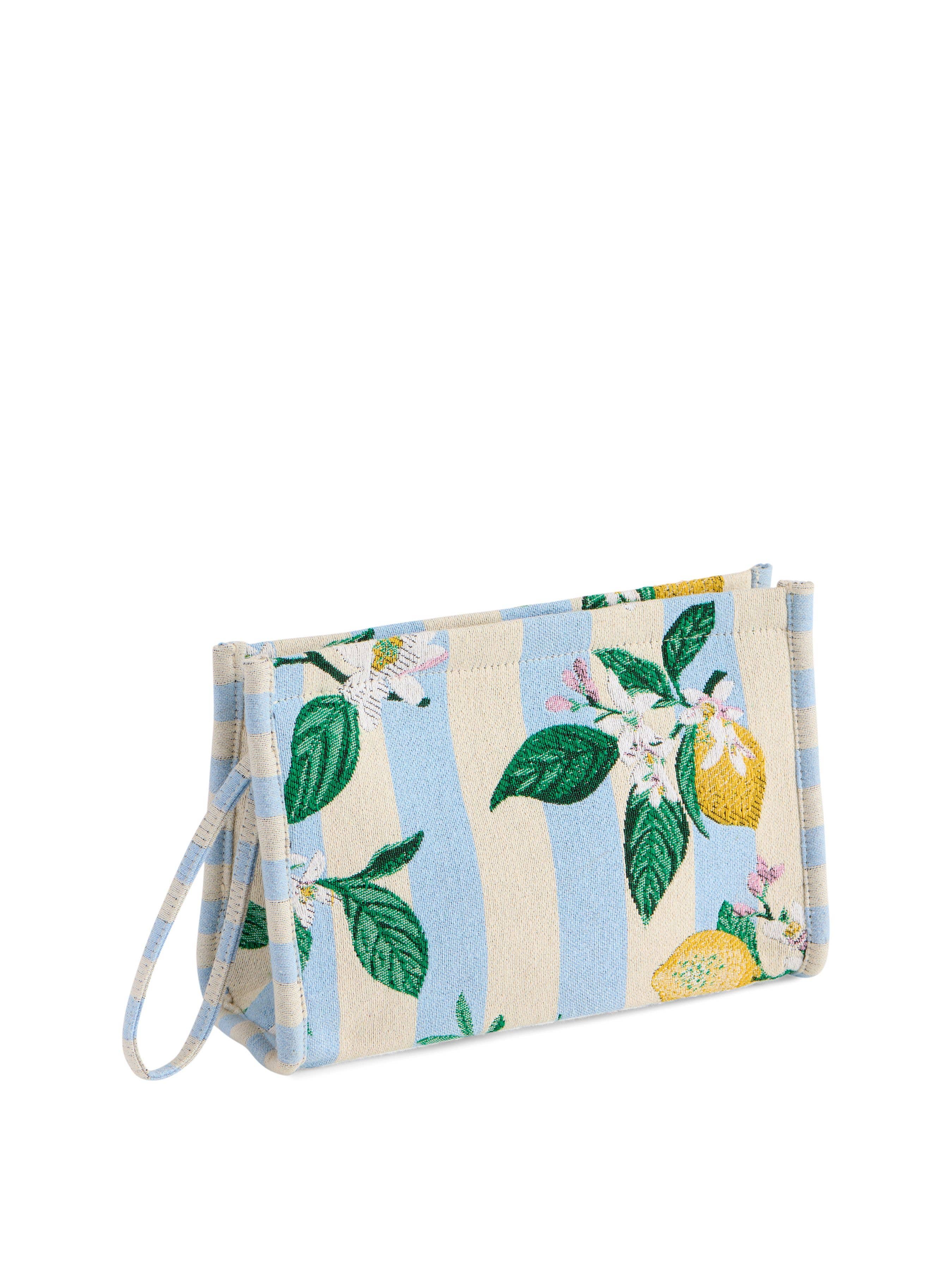 LEMON STRIPE JACQUARD WRISTLET POUCH,BLUE