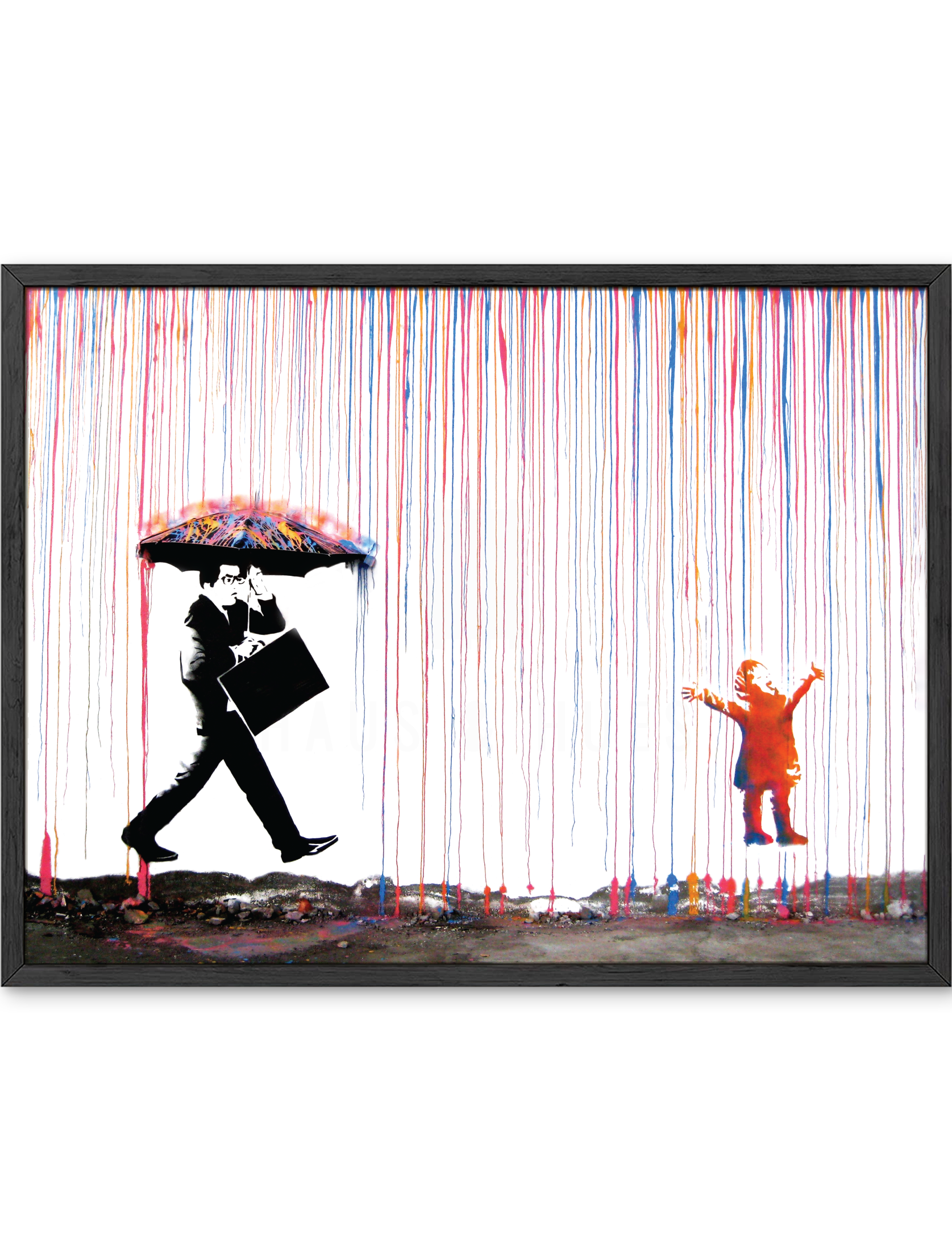 Banksy Colorful Rain Wall Art