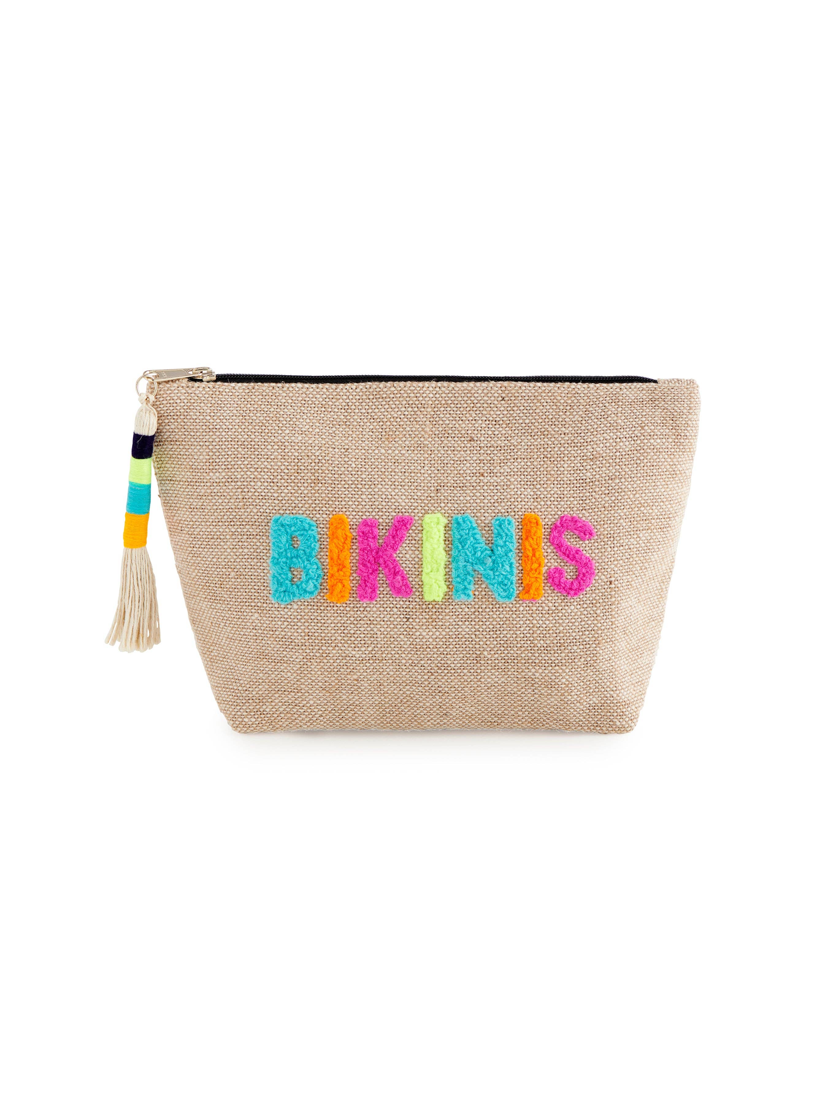 "BIKINIS" ZIP POUCH, NATURAL