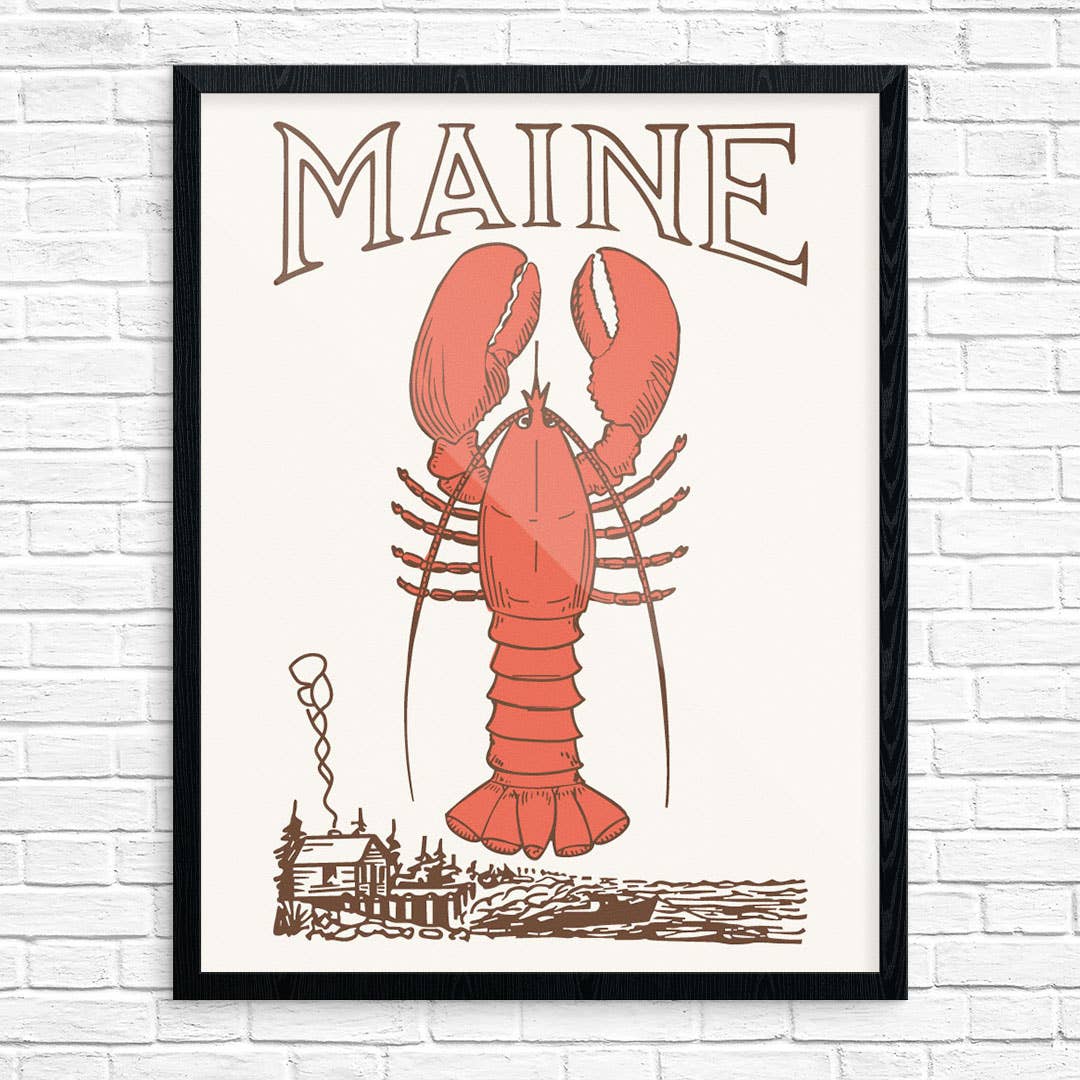 11" x 14  Maine Lobster and Fish Shanty Print