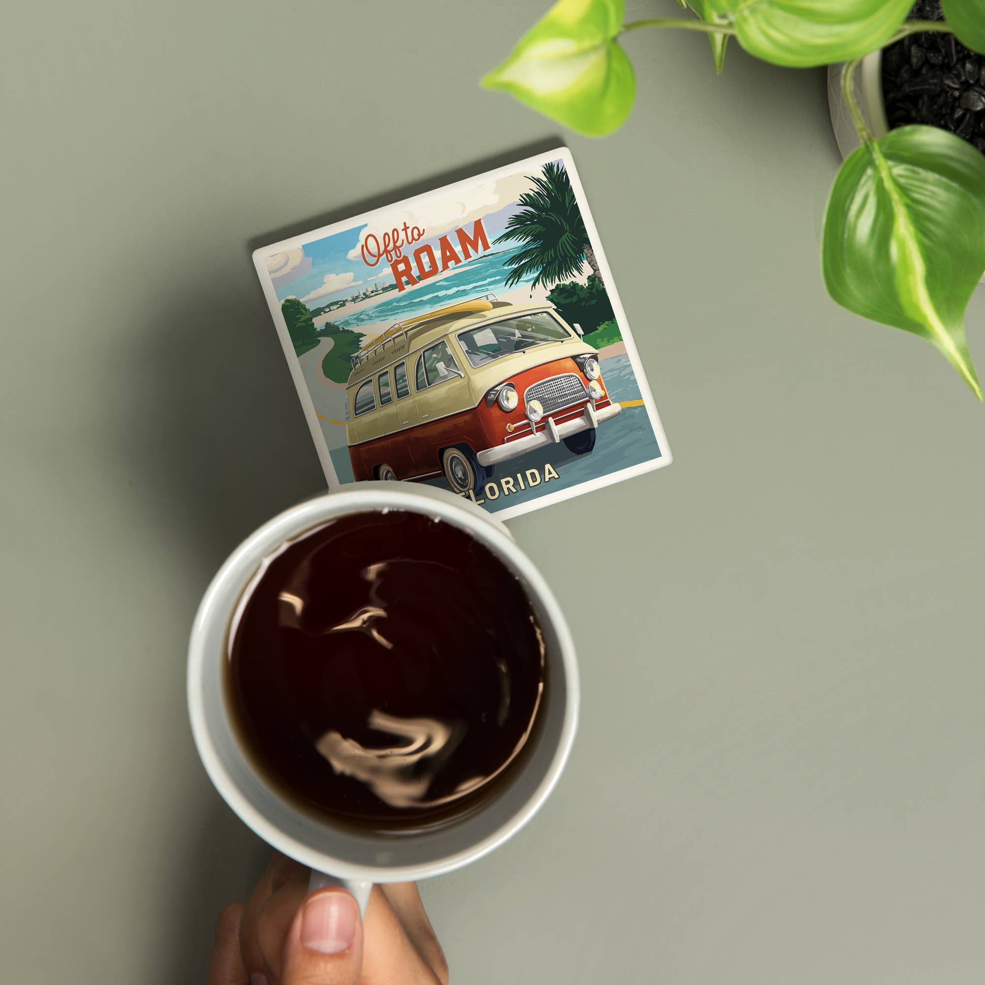 CERAMIC COASTER Florida, Camper Van Coastal