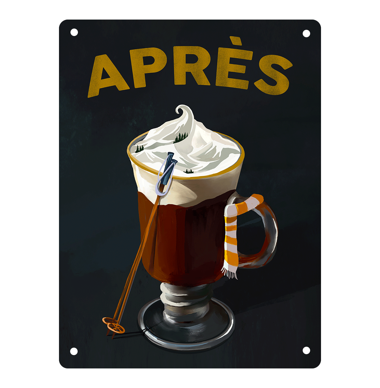 Hot Chocolate Apres Ski Bar Art: Winter Cocoa Cocktail Print