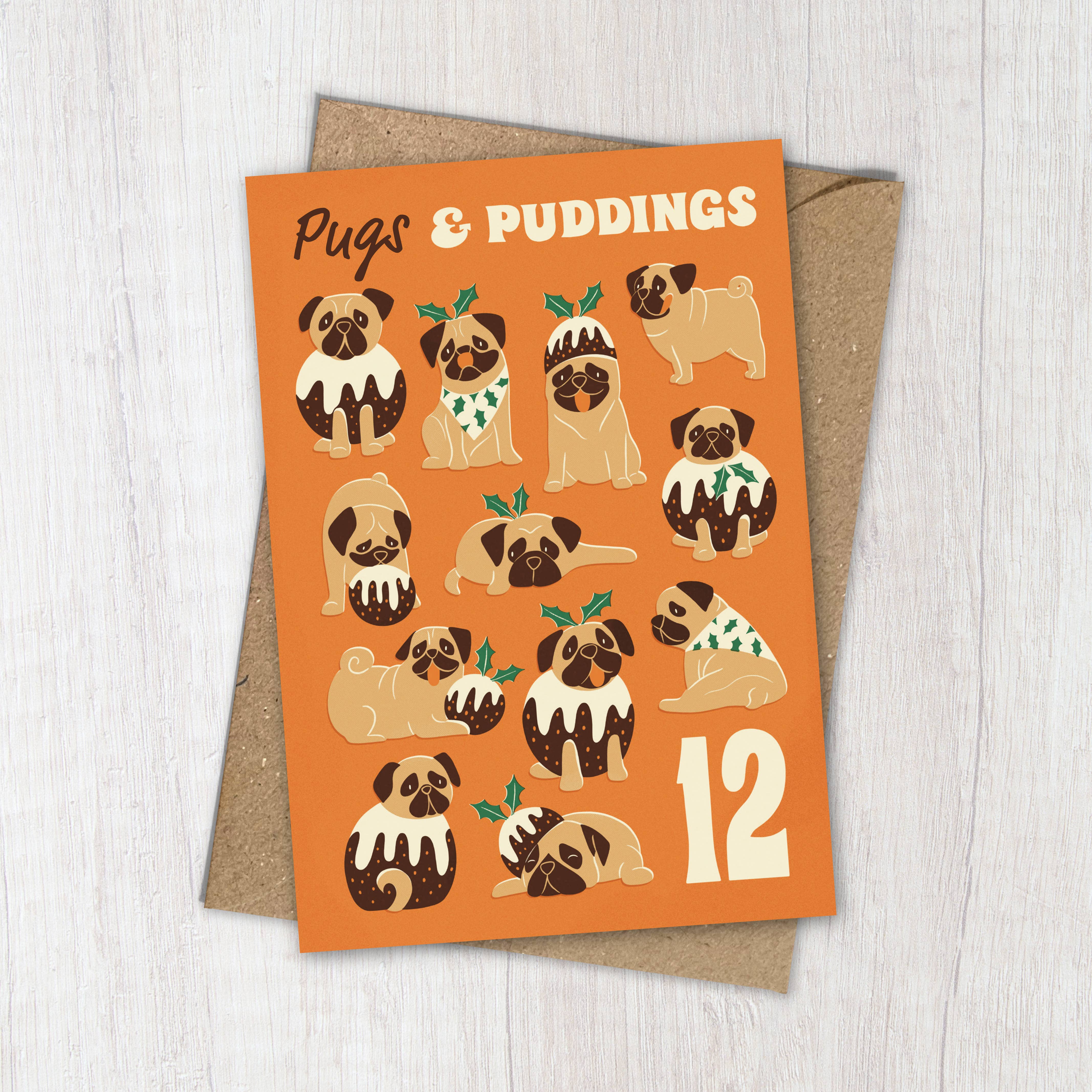 Pug | Fun & Retro Dog Recycled Christmas Card