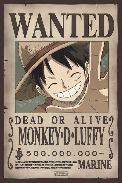 One Piece 24X36 - Monkey D. Luffy Wanted Dead or Alive Manga