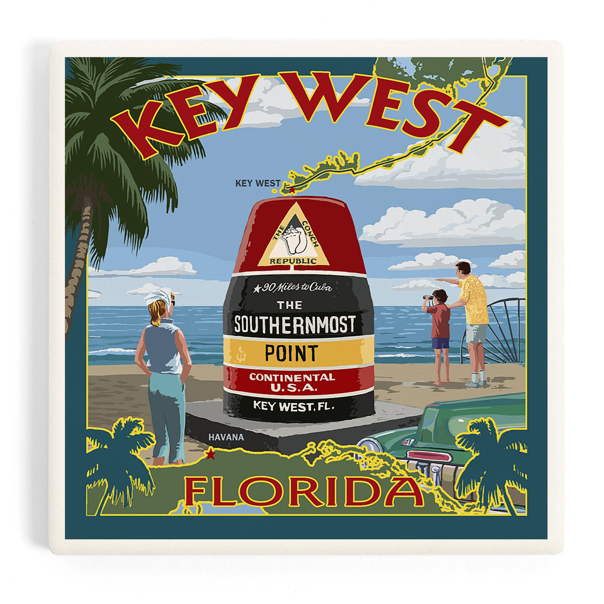 CERAMIC COASTER Key West, Florida, Southernmost Point