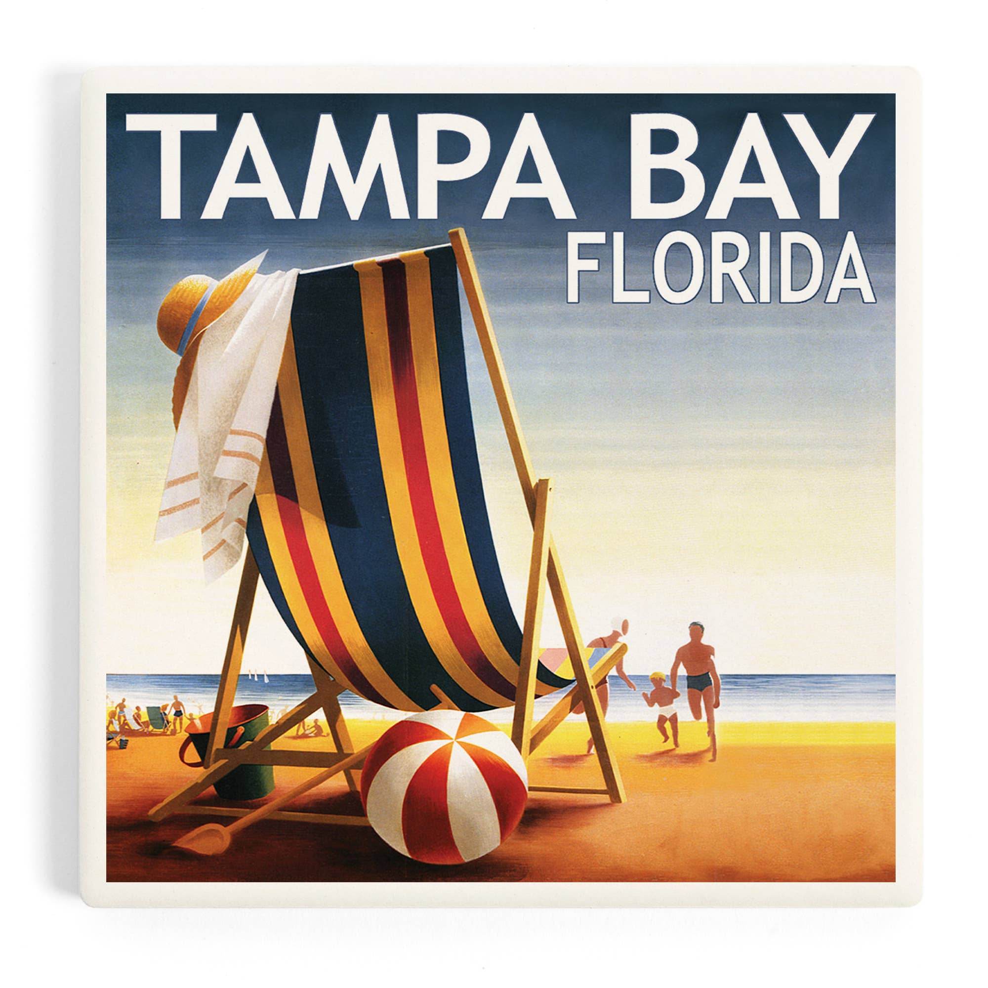 Ceramic Coaster Tampa Bay, Florida, Beach Chair and Ball …