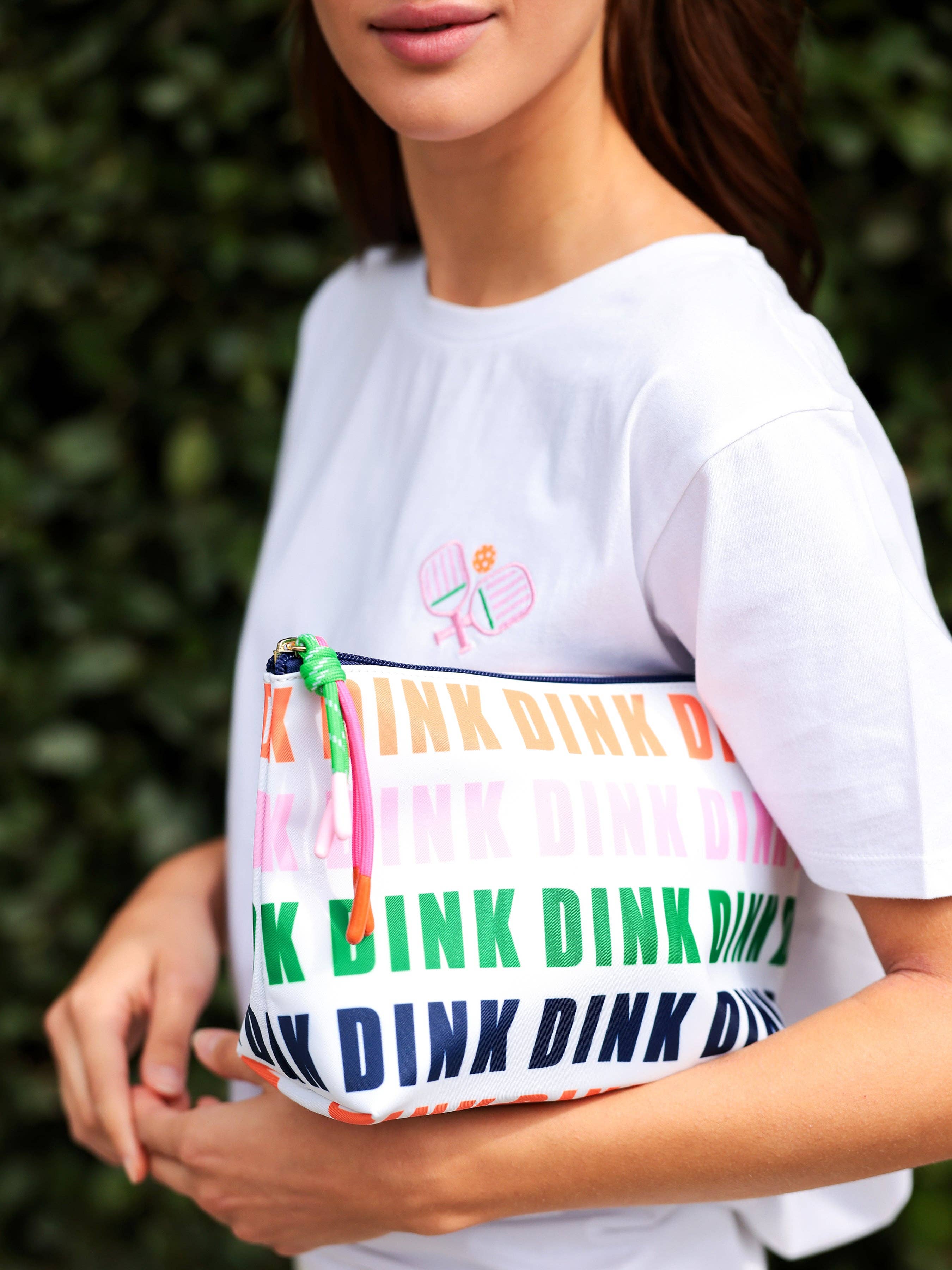 "DINK DINK DINK" LARGE ZIP POUCH, MULTI