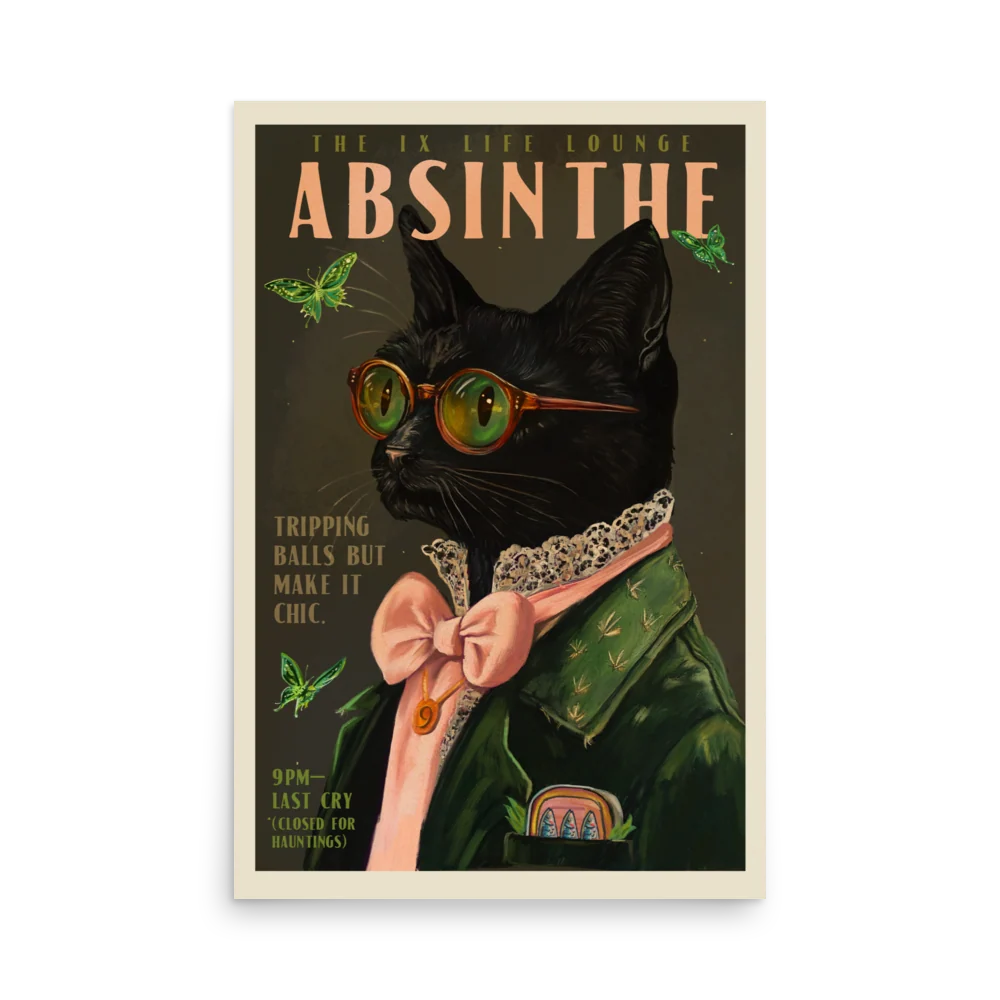 Absinthe Cat Print