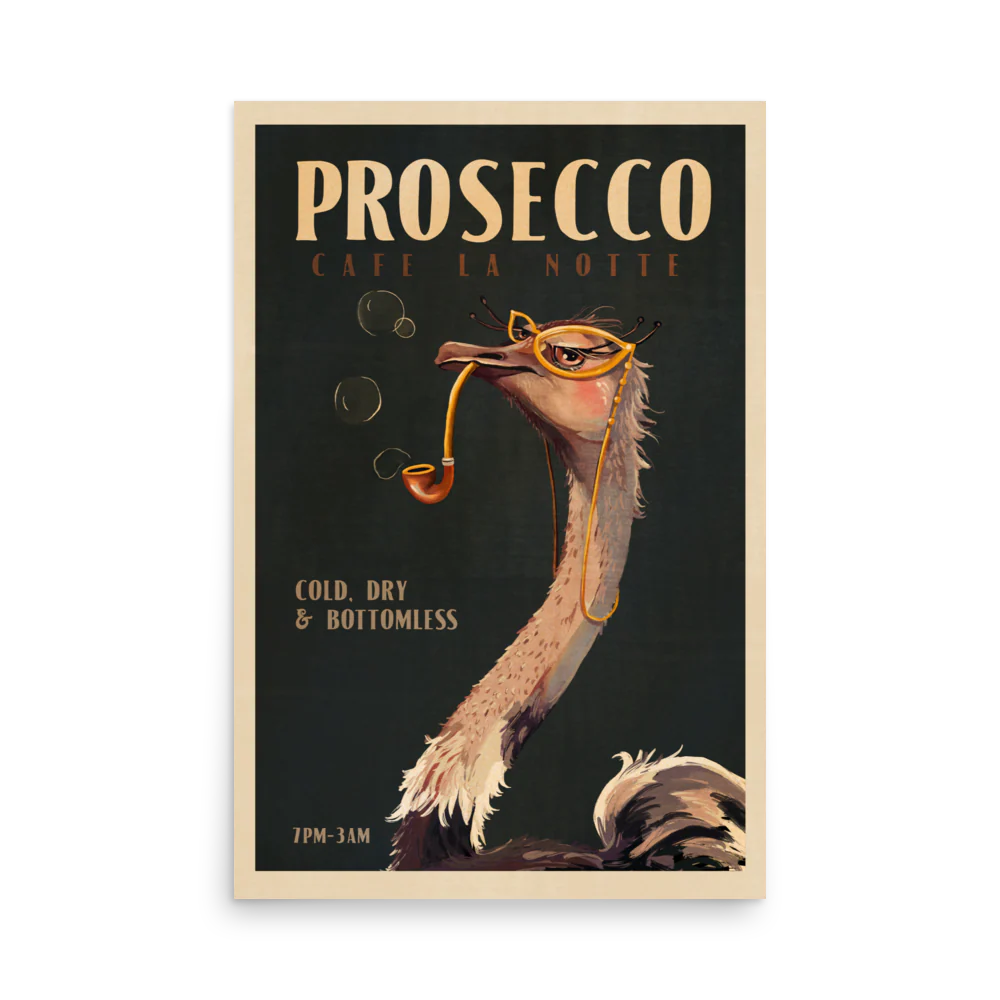 Prosecco Ostrich Print