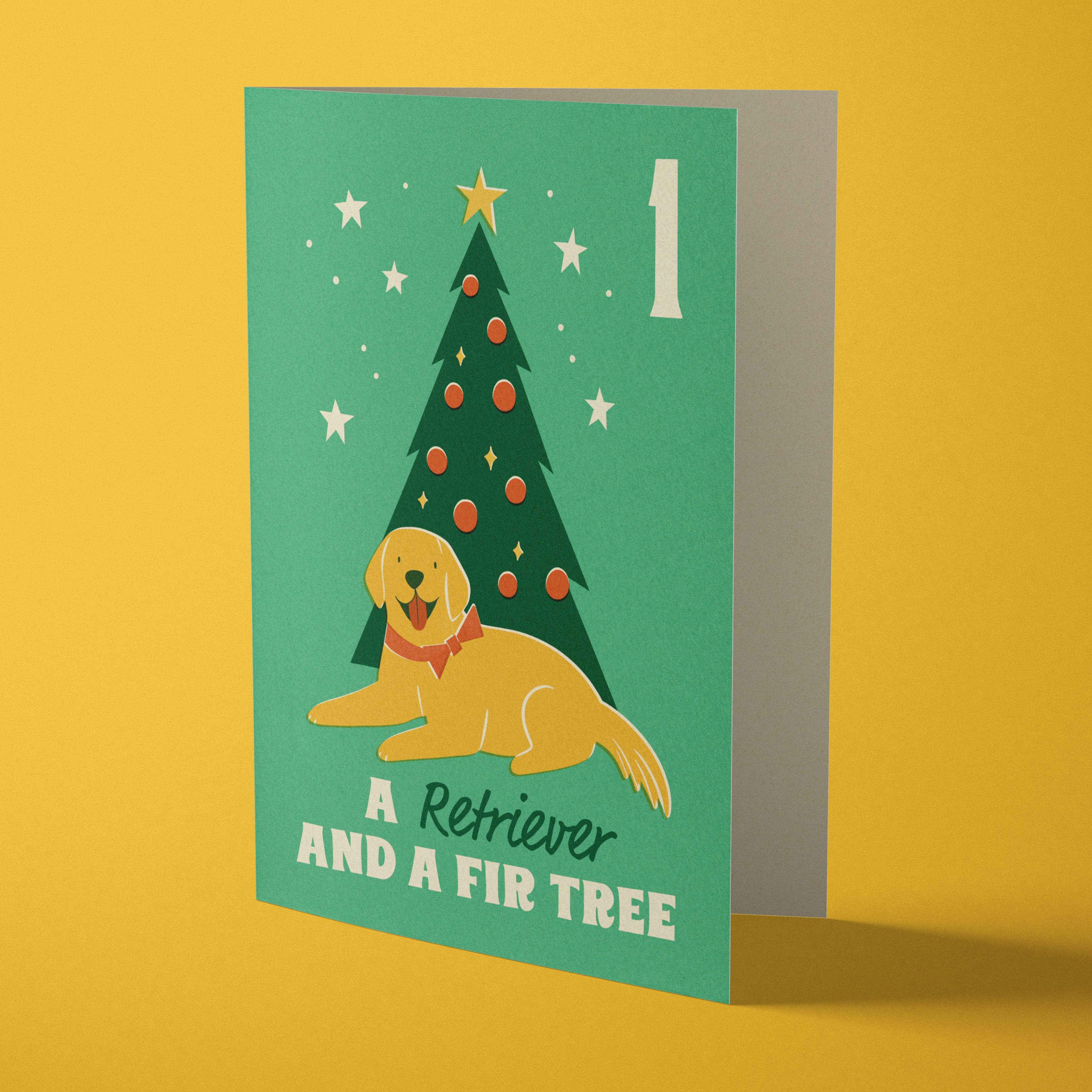 Golden Retriever | Fun & Retro Dog Recycled Christmas Card