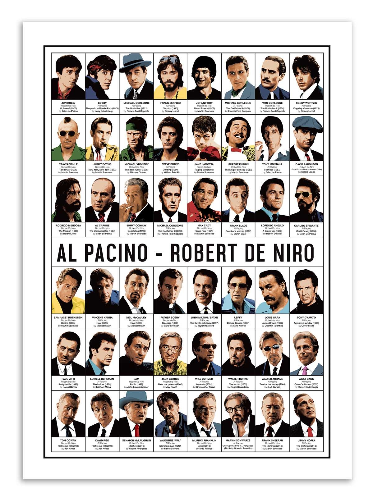 Art Poster - Al Pacino and Robert de Niro - Olivier Bourdereau