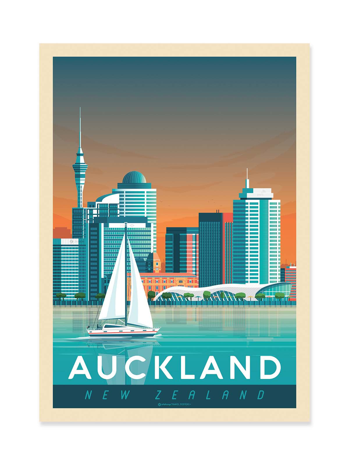 Art Poster - Auckland - Olahoop Travel Posters