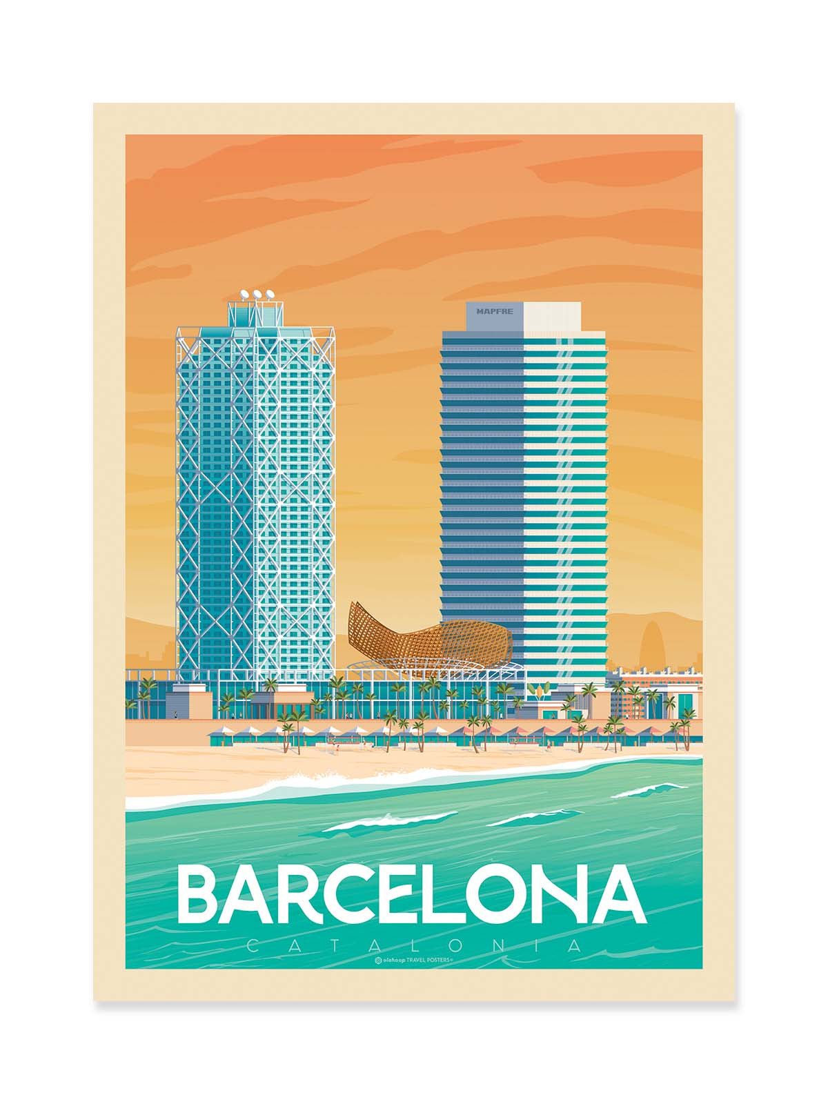 Art Poster - Barcelona - Olahoop Travel Posters