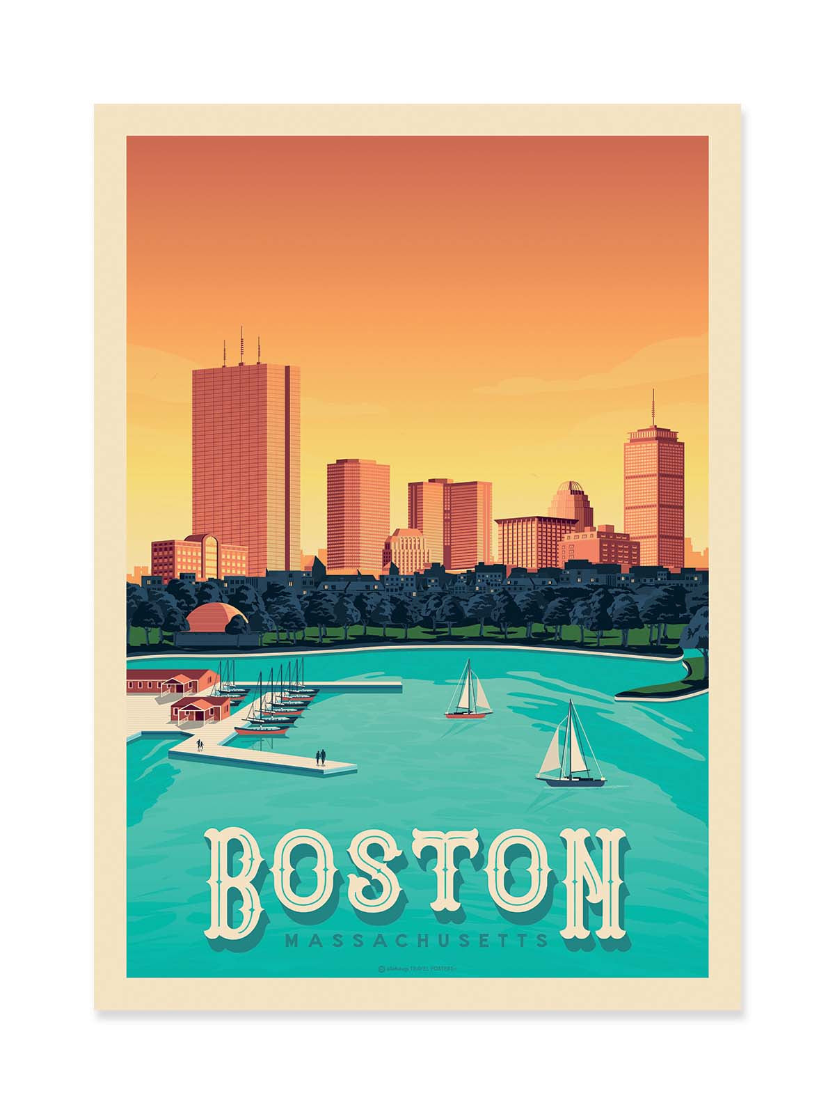 Art Poster - Boston - Olahoop Travel Posters