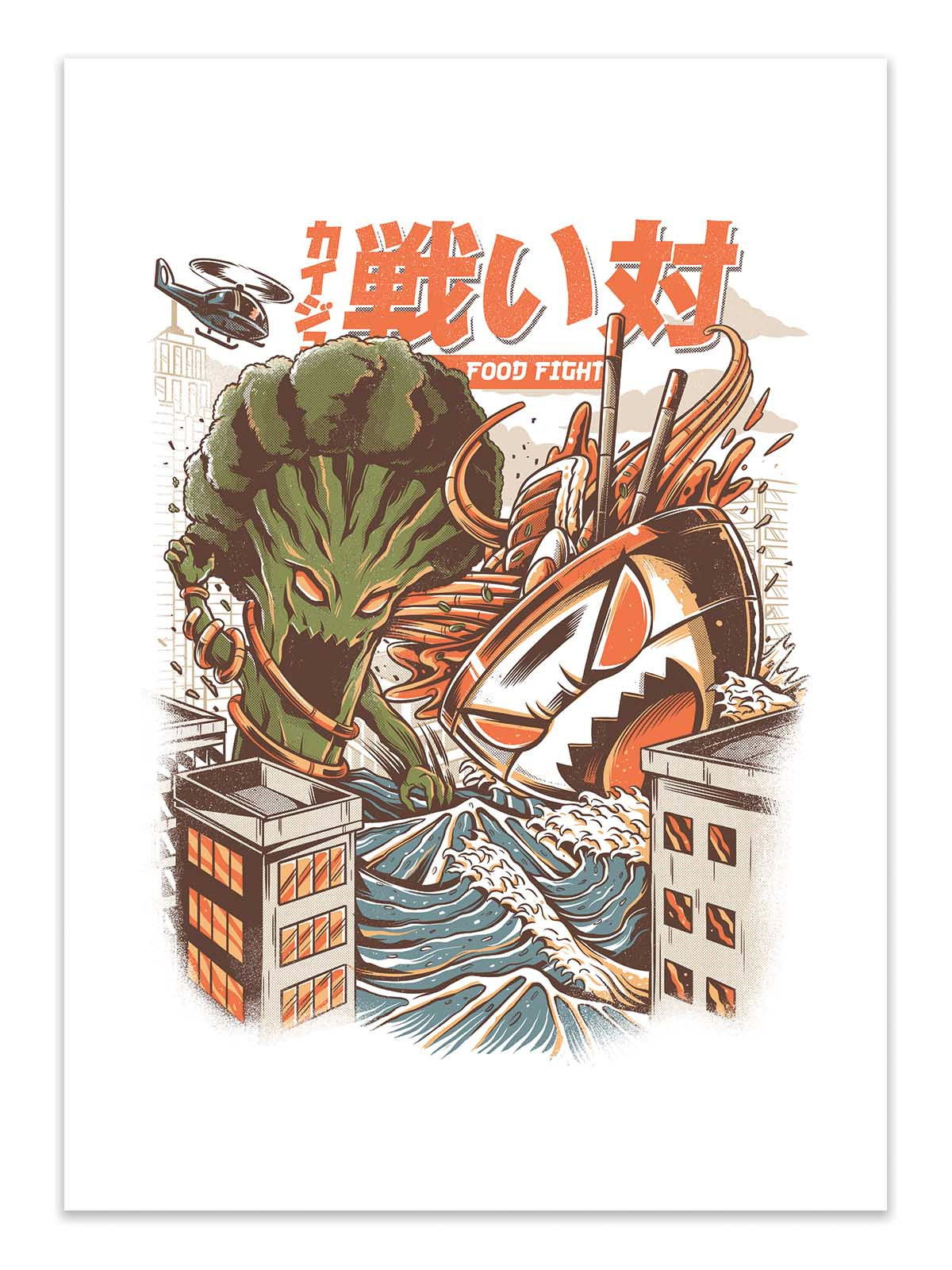Art Poster - Brocco vs Ramen Kaijus - Ilustrata