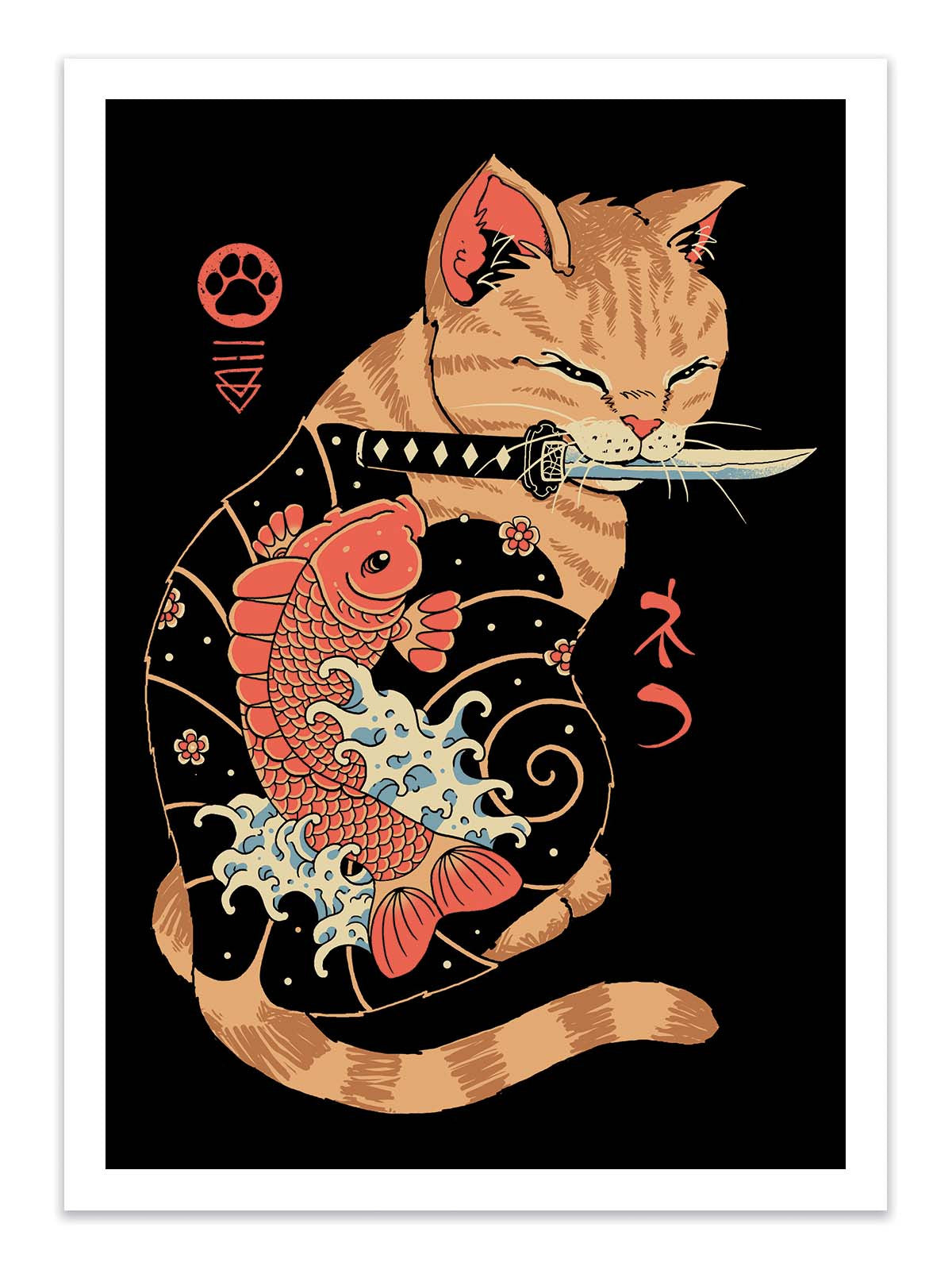 Art poster - Carp Tattooed cat - Vincent Trinidad