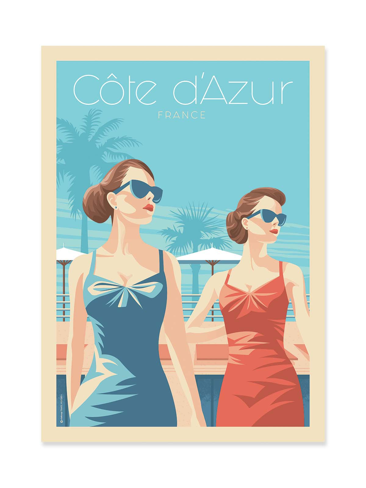 Art Poster - Cote d'Azur Ladies - Olahoop Travel Posters