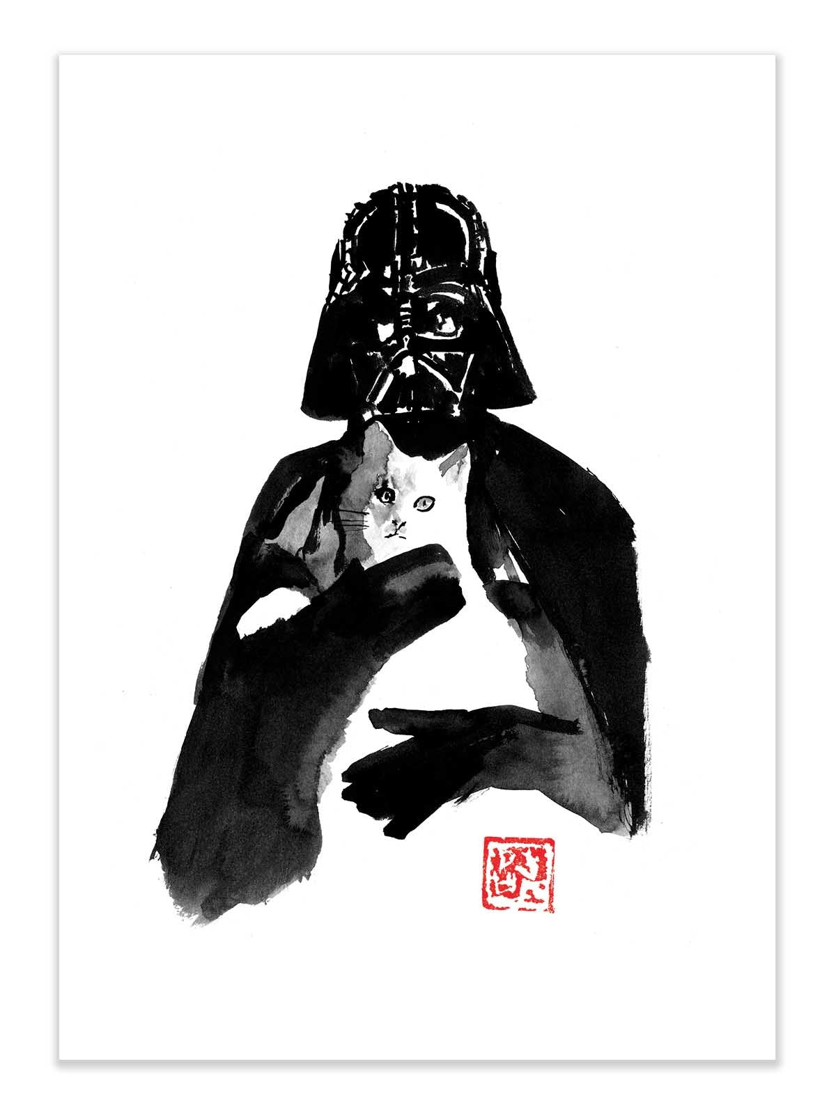 Affiche - Darth Vader and cat - Pechane Sumie