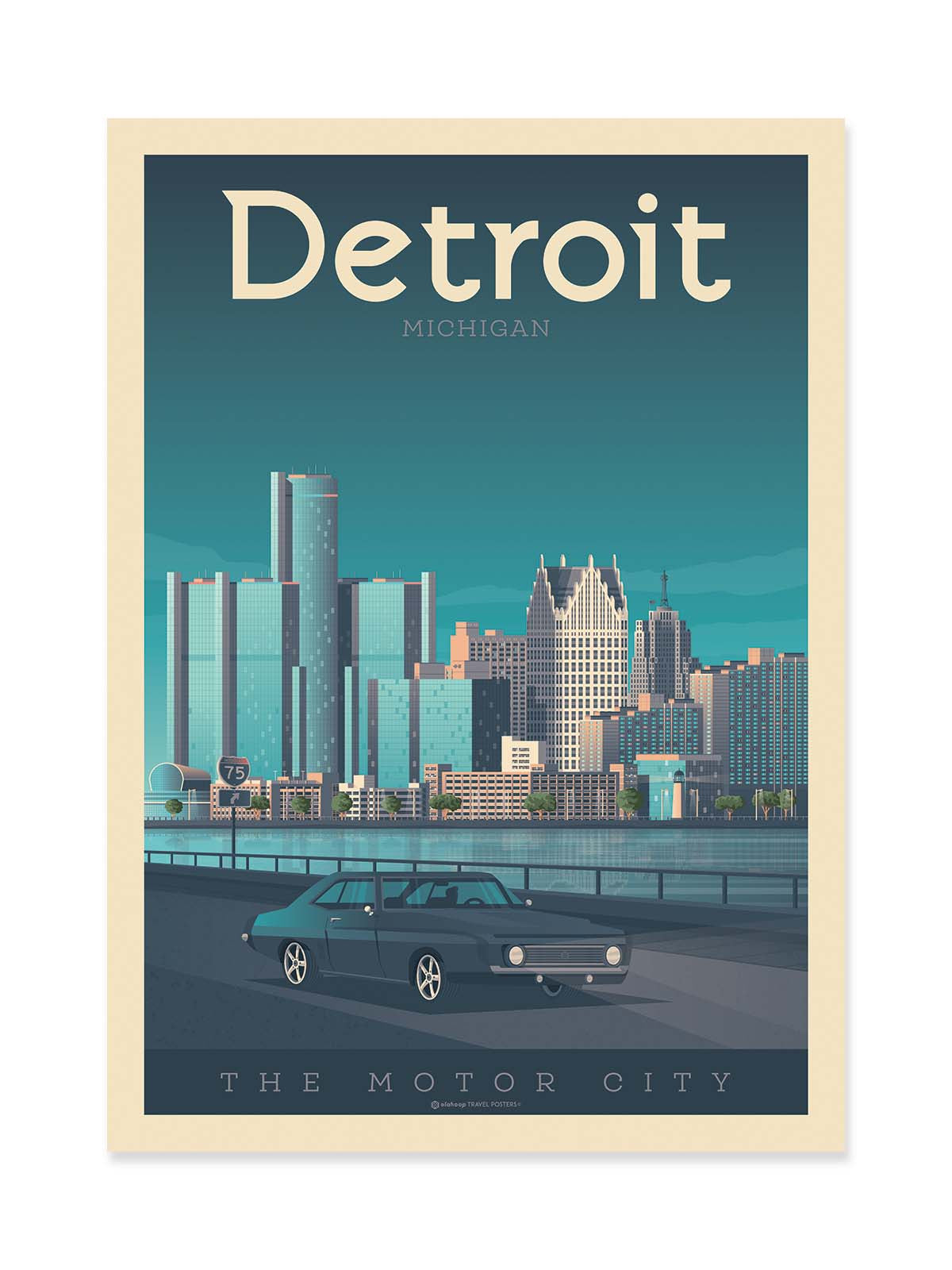 Art Poster - Detroit - Olahoop Travel Posters