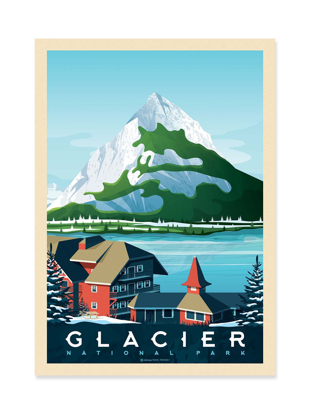 Art Poster - Glacier National Park - Olahoop Travel Posters