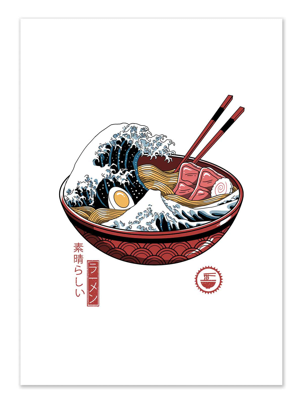 Art Poster - Great ramen wave White version - Vincent Trinidad