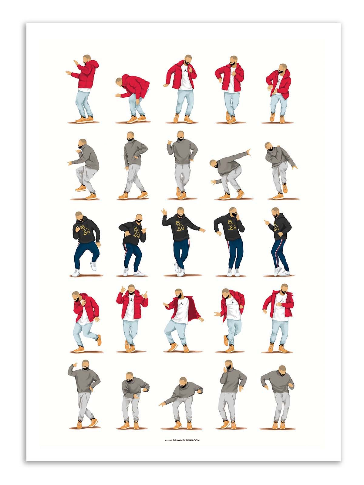 Set of 20 illustrations of a man in various poses on a white background