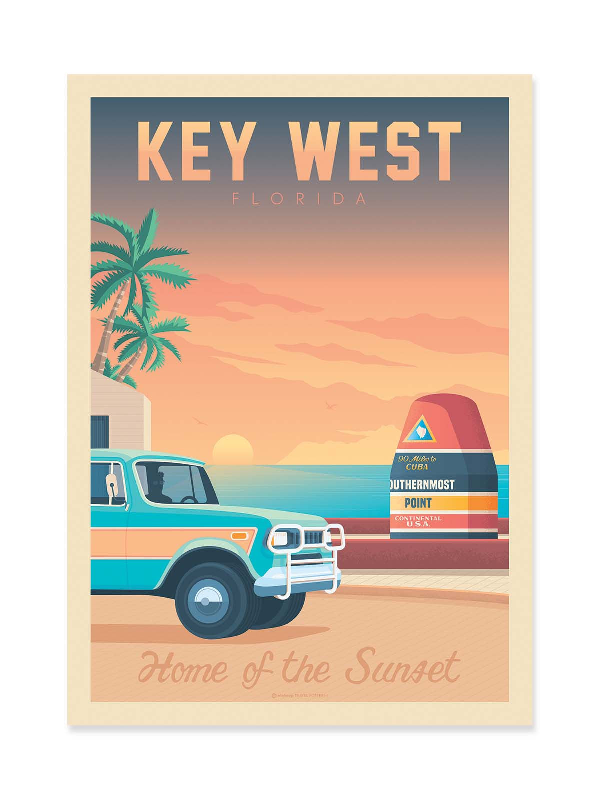 Art Poster - Key West Florida Version 2 - Olahoop Travel Posters