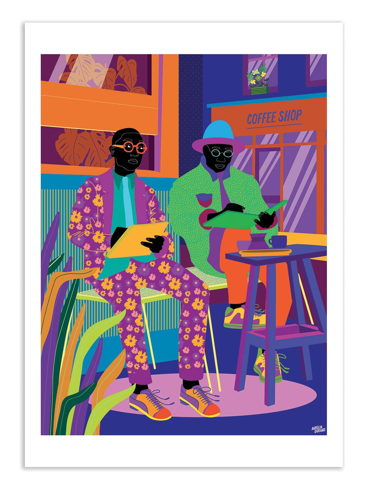 Art Poster - Men reading - Aurélia Durand